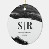 Décoration En Céramique Noir Géode Agate Couples Monogramme Noël (Gauche)