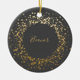 Décoration En Céramique Noir Gris Ombré Gold Confetti Points Personnalisé