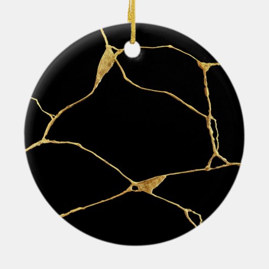 Décoration En Céramique Noir Kintsugi Ancien Kintsukuroi (Dos)