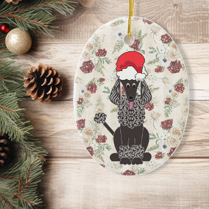 Décoration En Céramique Noir Poodle Noël Pet Ornament