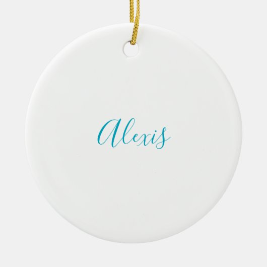 Décoration En Céramique Nom Calligraphie Écriture Simple Plain Blanc Bleu (Devant)