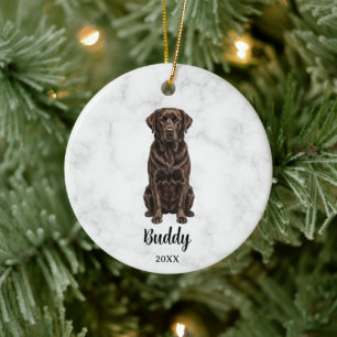 Décoration En Céramique Nom de chien Labrador Retriever au chocolat en aqu