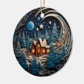 Décoration En Céramique Nom de famille Cabine Forêt rustique Personnalisé (Gauche)