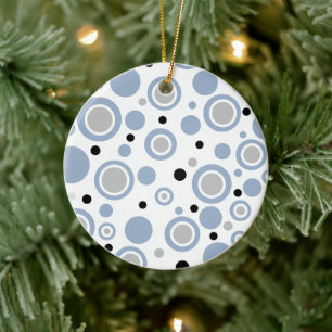 Décoration En Céramique Nom de famille de l'argent gris ardoise géométri