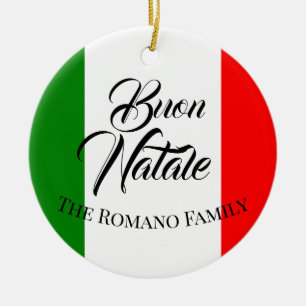 Décoration En Céramique Nom de famille Joyeux Noël Drapeau Italie