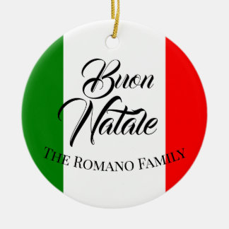 Décoration En Céramique Nom de famille Joyeux Noël Drapeau Italie