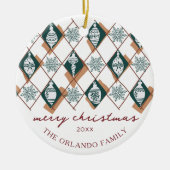 Décoration En Céramique Nom de famille moderne Joyeux Noël (Devant)