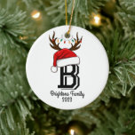 Décoration En Céramique Nom de famille monogramme Noël du Père Noël<br><div class="desc">Nom de famille monogramme Noël du Père Noël</div>