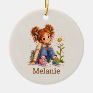 Décoration En Céramique Nom de fille aux cheveux roux personnalisé