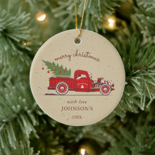 Décoration En Céramique Nom de l'arbre du camion rouge rustique Photo