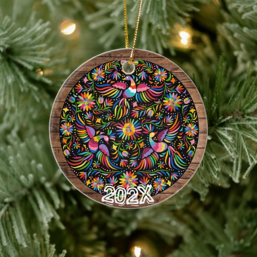 Décoration En Céramique Nom d'oiseau ornemental magnifique peint - Année (Arbre)