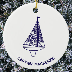 Décoration En Céramique Nom du capitaine de yacht à voile