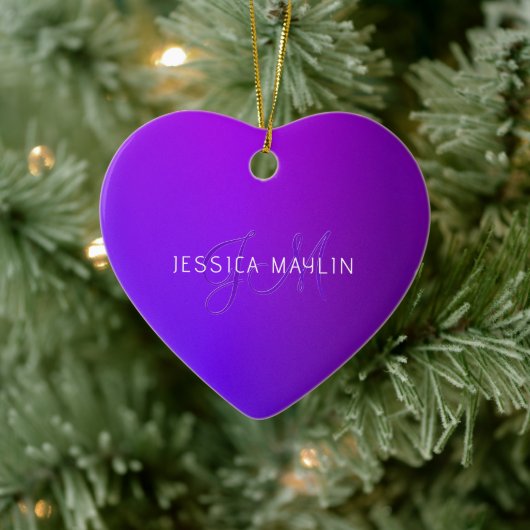 Décoration En Céramique Nom et monogramme modernes de dégradé pourpre (Arbre)