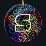 Décoration En Céramique Nom et monogramme rétro-modernes Couleurs vives et<br><div class="desc">Design personnalisable moderne,  éditer comme vous voulez!</div>