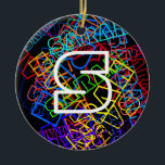 Décoration En Céramique Nom et monogramme rétro-modernes Couleurs vives et<br><div class="desc">Design personnalisable moderne,  éditer comme vous voulez!</div>