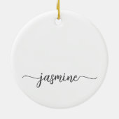 Décoration En Céramique Nom minimal de script de monogramme féminin blanc (Dos)