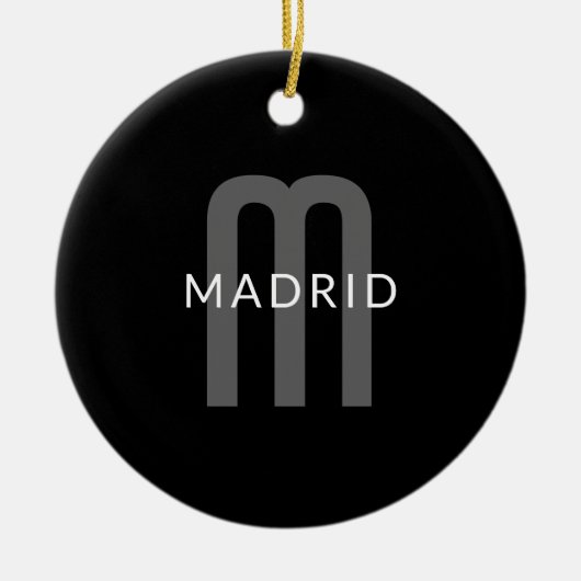 Décoration En Céramique Nom Monogramme d'apparence moderne | Noir gris bla (Devant)