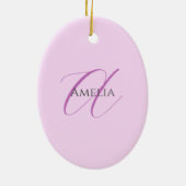 Décoration En Céramique Nom Monogramme Lettre initiale Orchid & Lilac (Dos)