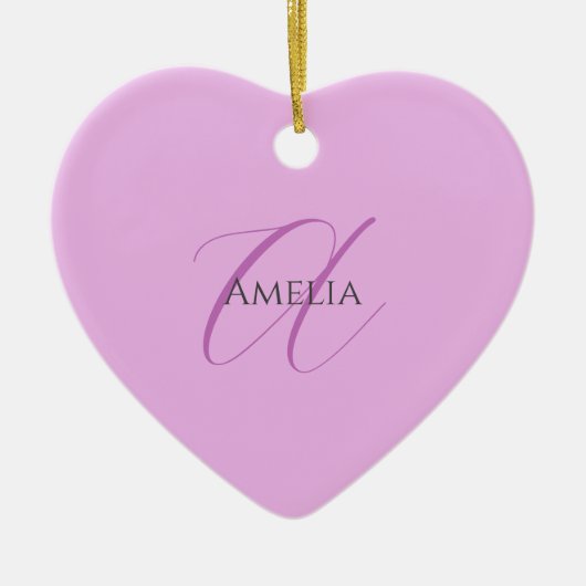 Décoration En Céramique Nom Monogramme Lettre initiale Orchid & Lilac (Devant)