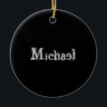 Décoration En Céramique Nom monogramme moderne minimaliste noir blanc<br><div class="desc">Monogramme moderne minimaliste nom noir blanc. Nom personnalisé personnalisable sur une couleur noire.</div>