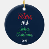 Décoration En Céramique Nom personnalisable Sober Christmas Keepsaké cadea (Dos)