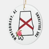 Décoration En Céramique Nom personnalisé Alabama Drapeau et fleur Ensemble (Gauche)