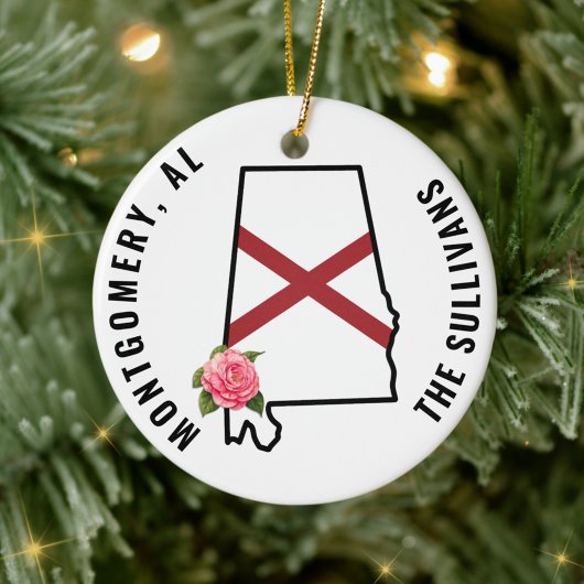 Décoration En Céramique Nom personnalisé Alabama Drapeau et fleur Ensemble