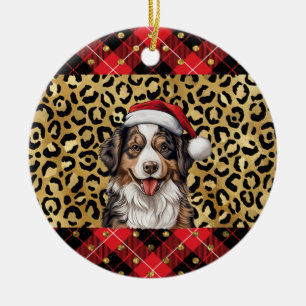 Décoration En Céramique Nom personnalisé Australian Shepherd chien Santa h