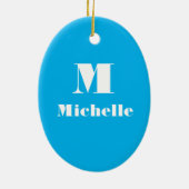 Décoration En Céramique Nom personnalisé Couleur solide initiale Bleu (Dos)