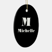 Décoration En Céramique Nom personnalisé Couleur solide initiale Noir (Droite)