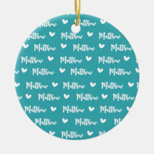 Décoration En Céramique Nom personnalisé Cyan Color Love Icône Baby Blanke