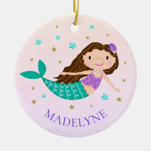 Décoration En Céramique Nom personnalisé de la sirène Noël
