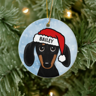 Décoration En Céramique Nom personnalisé du chien Père Noël de Black and T