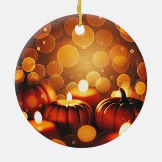 Décoration En Céramique Nom personnalisé Effet Bokeh automatique Citrouill (Dos)