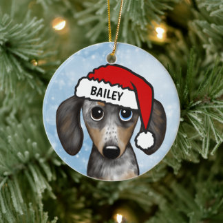 Décoration En Céramique Nom personnalisé Merle Dapple Dachshund
