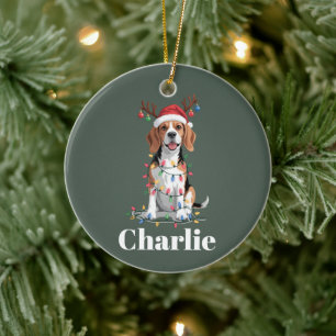 Décoration En Céramique Nom personnalisé Noël Beagle Chien Amoureux