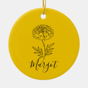 Décoration En Céramique Nom personnalisé Octobre Marigold Flower de naissa