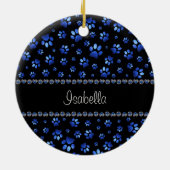 Décoration En Céramique Nom personnalisé, pattes de chien de parties scint (Dos)