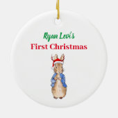 Décoration En Céramique Nom personnalisé Pierre le lapin Premier Noël (Dos)