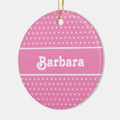 Décoration En Céramique Nom personnalisé Polka Dot rose et blanc (Gauche)