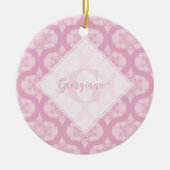 Décoration En Céramique Nom Personnalisé Retro 1970 Preppy In Pink Mandala (Devant)