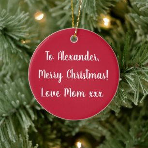 Décoration En Céramique Nom personnalisé rouge Joyeux Noël de maman