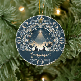 Décoration En Céramique Nom personnalisé Star of Wonder Nativité Dot Manda