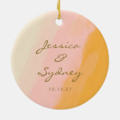 Décoration En Céramique Noms de couple personnalisés rose jaune Abstrait (Dos)