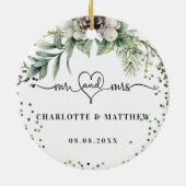 Décoration En Céramique Noms des nouveaux mariés m. mme noël (Dos)