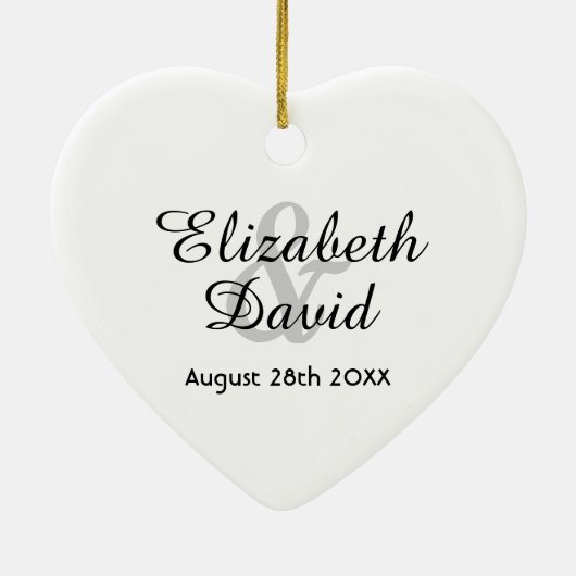 Décoration En Céramique Noms mariages date blanche (Dos)