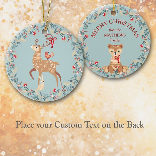 Décoration En Céramique Nordic Deer et Bear Wreath Noël