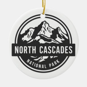 Décoration En Céramique North Cascades National Park Emblem noir blanc