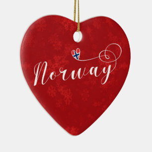 Décoration En Céramique Norway Heart, Christmas Tree Ornament, Norvège