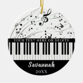 Décoration En Céramique Notes musicales personnalisées pour piano-clavier (Devant)